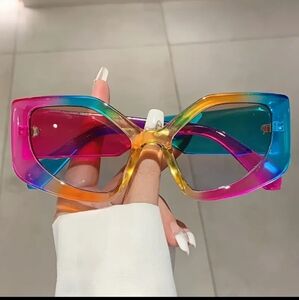 Trendy Polygonal Fashion Glasses, Multi-Color UV400